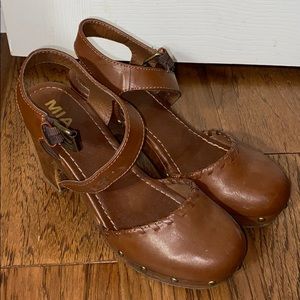 MIA Brown Clogs with Ankle Strap